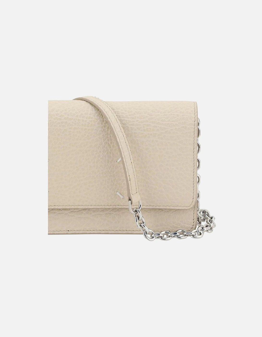 Calfskin Wallet with Chain Shoulder Strap Women - Beige