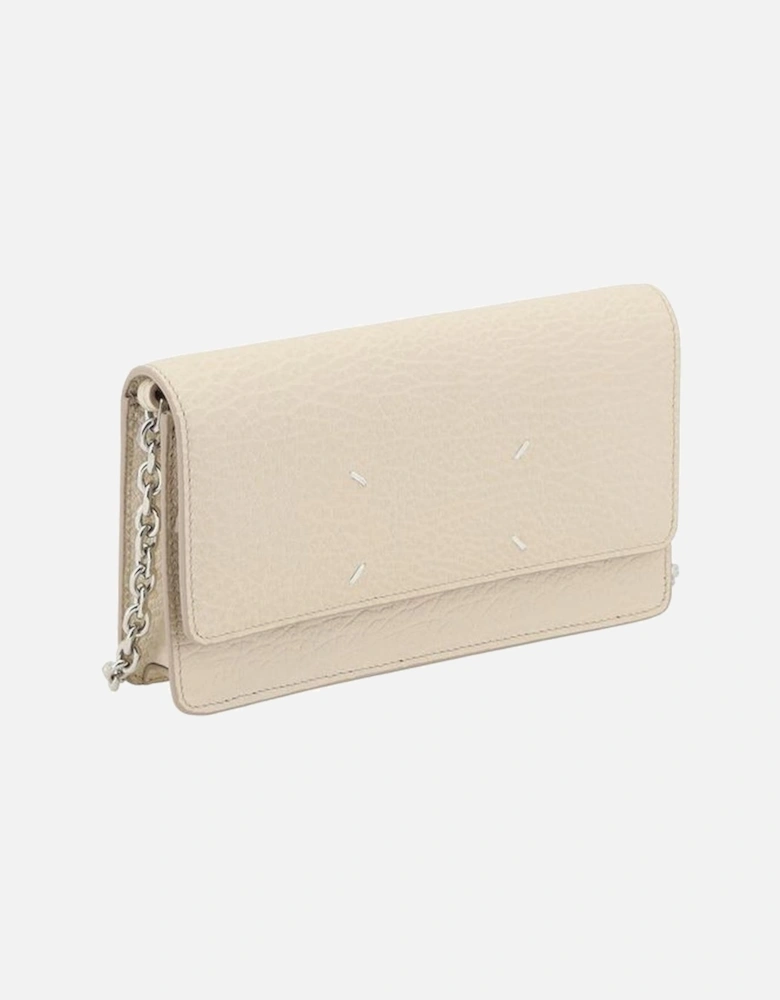 Calfskin Wallet with Chain Shoulder Strap Women - Beige