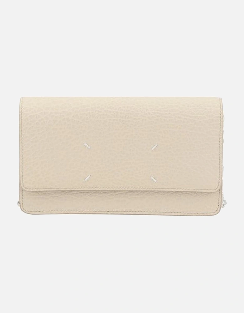 Calfskin Wallet with Chain Shoulder Strap Women - Beige