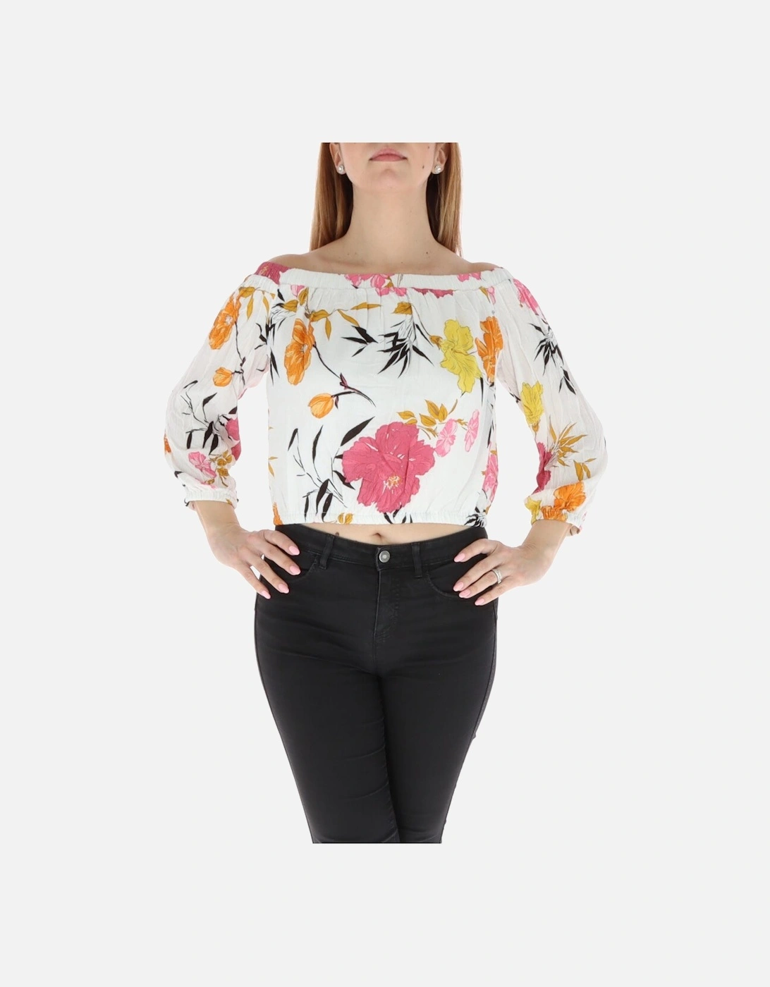 Floral OfftheShoulder Blouse Women - White Tops, 4 of 3