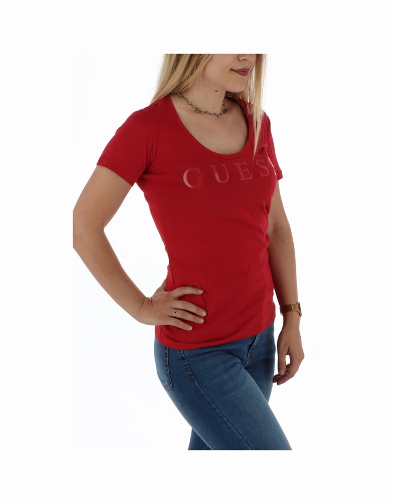 Scoop Neck Short Sleeve Top Women - Red Shirts