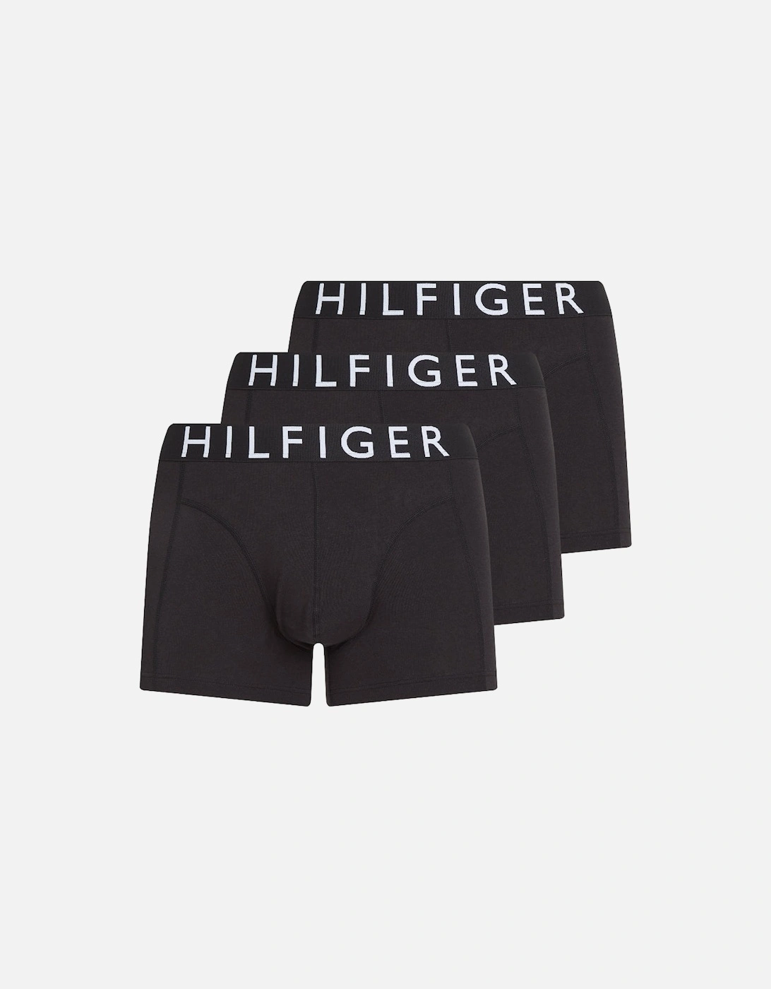 Tommy Hilfiger Men's Black 3-Pack Hilfiger Cotton Logo Boxer Trunks, - : 32/34/35 Large