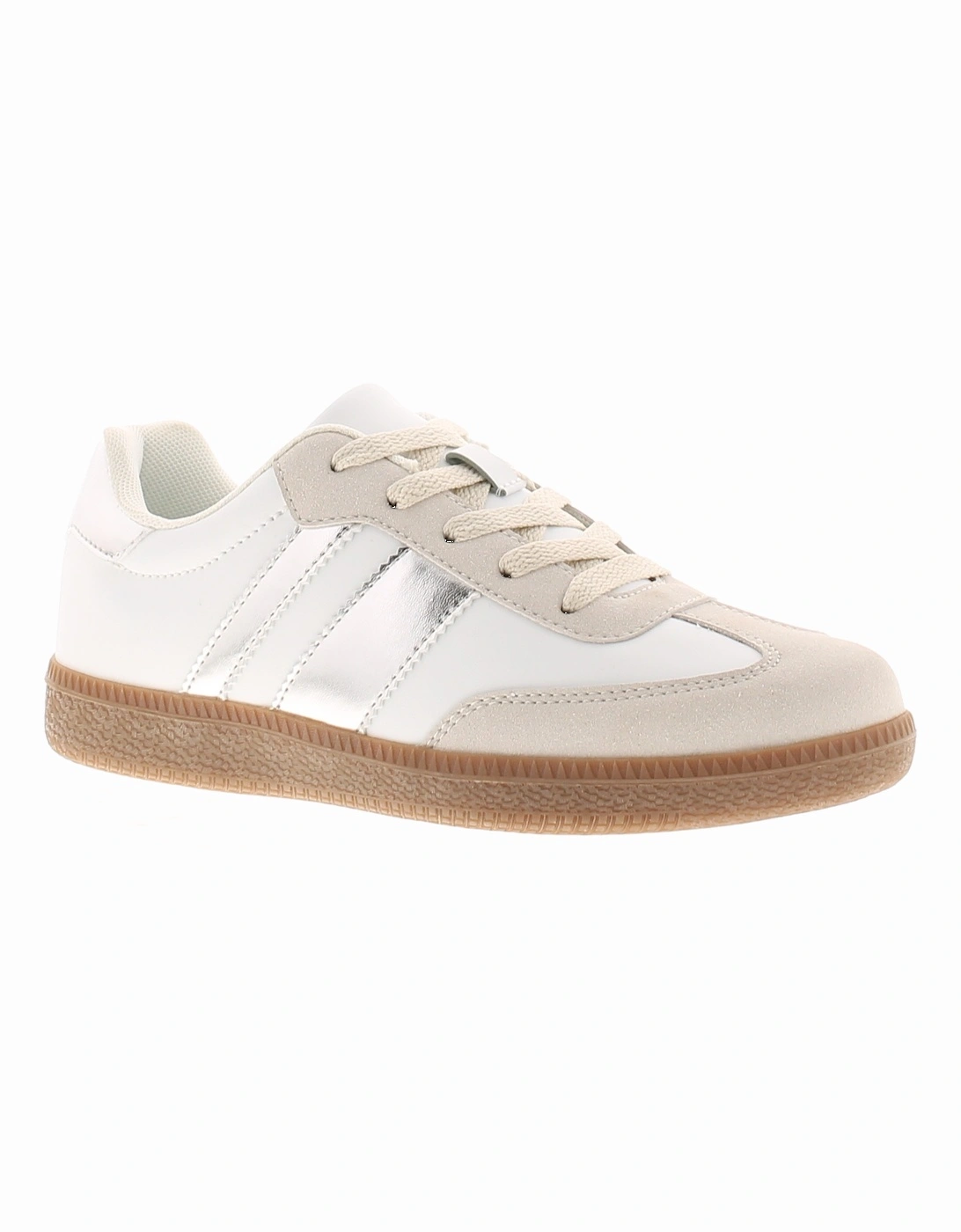 Women's Apache Womens Retro Trainers Metallic Stripes Gaze Lace Up white UK Size - Size: 8