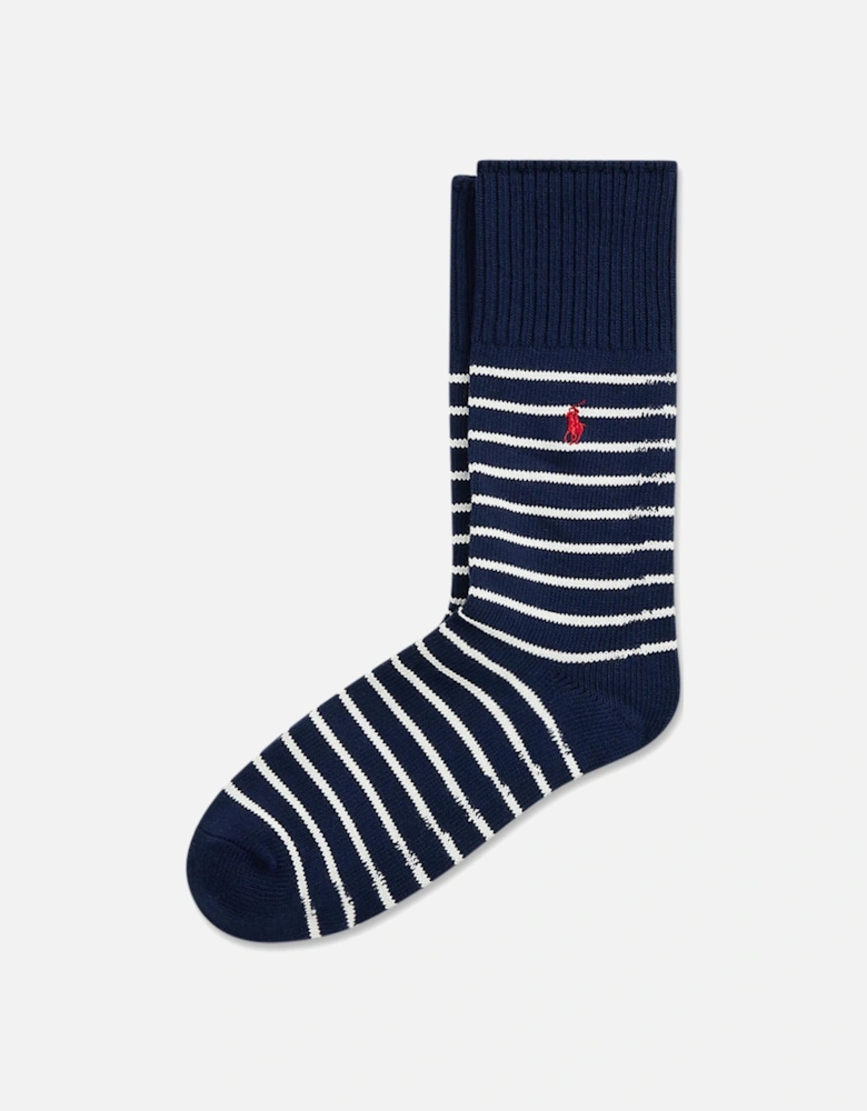 Ralph Lauren Striped Crew Socks - Navy