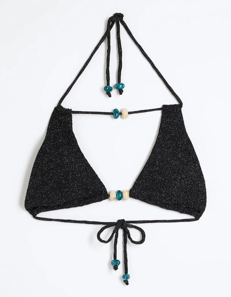 Glitter Texture Trim Bikini - Black