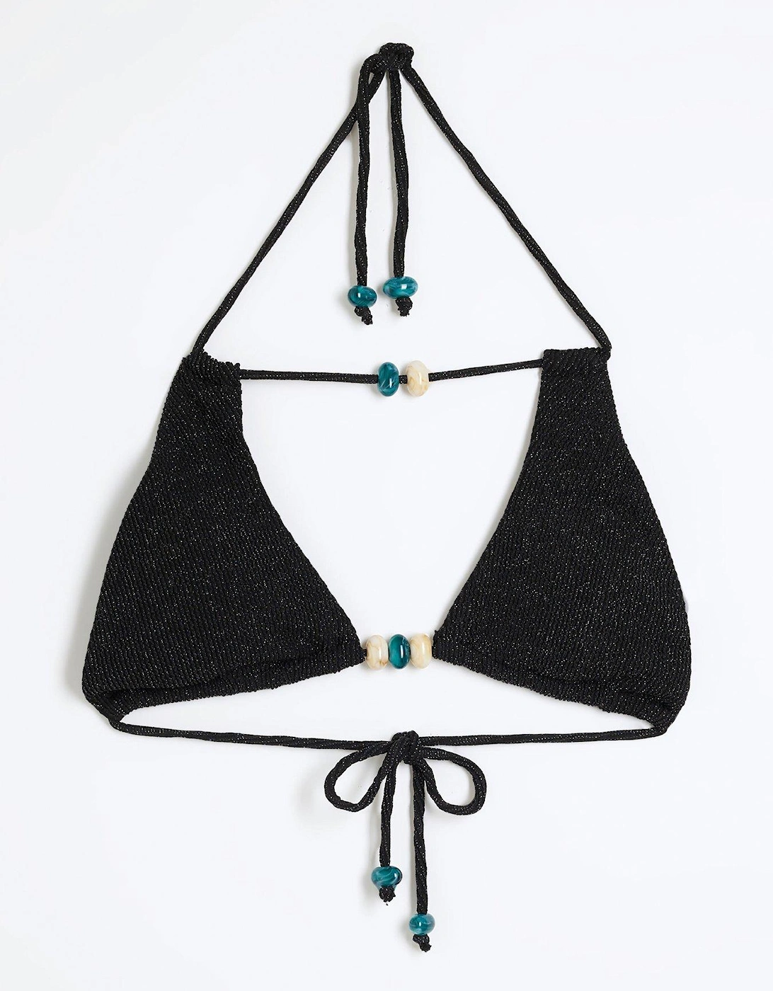 Glitter Texture Trim Bikini - Black
