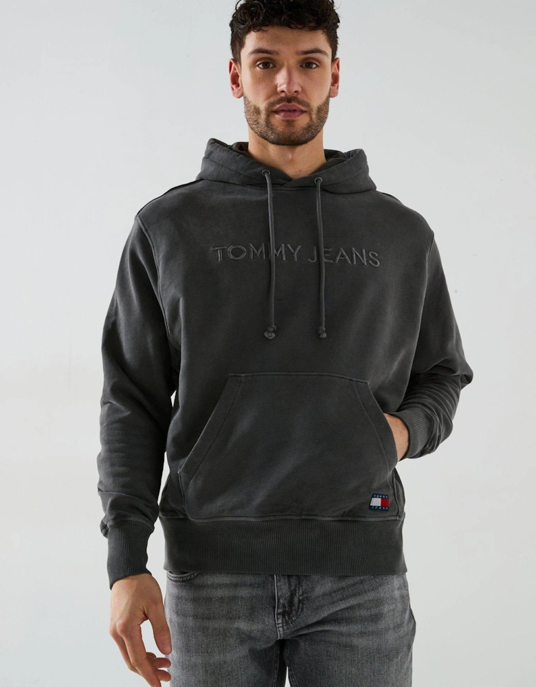 Relaxed Label Logo Hoodie - Black
