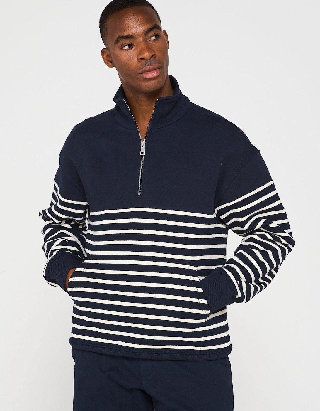 Placed Stripe 1/4 Zip Sweat Top - Multi, 2 of 1