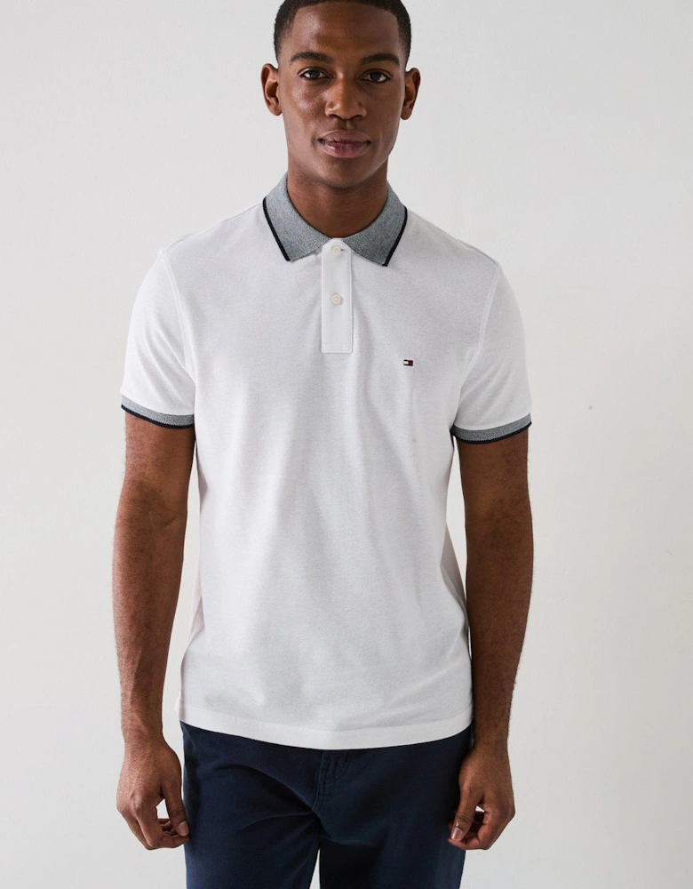Regular Fit Linen Pique Polo Shirt - White