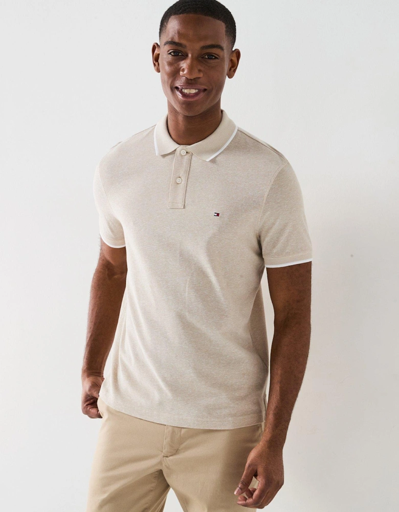 Regular Fit Linen Pique Polo Shirt - Natural