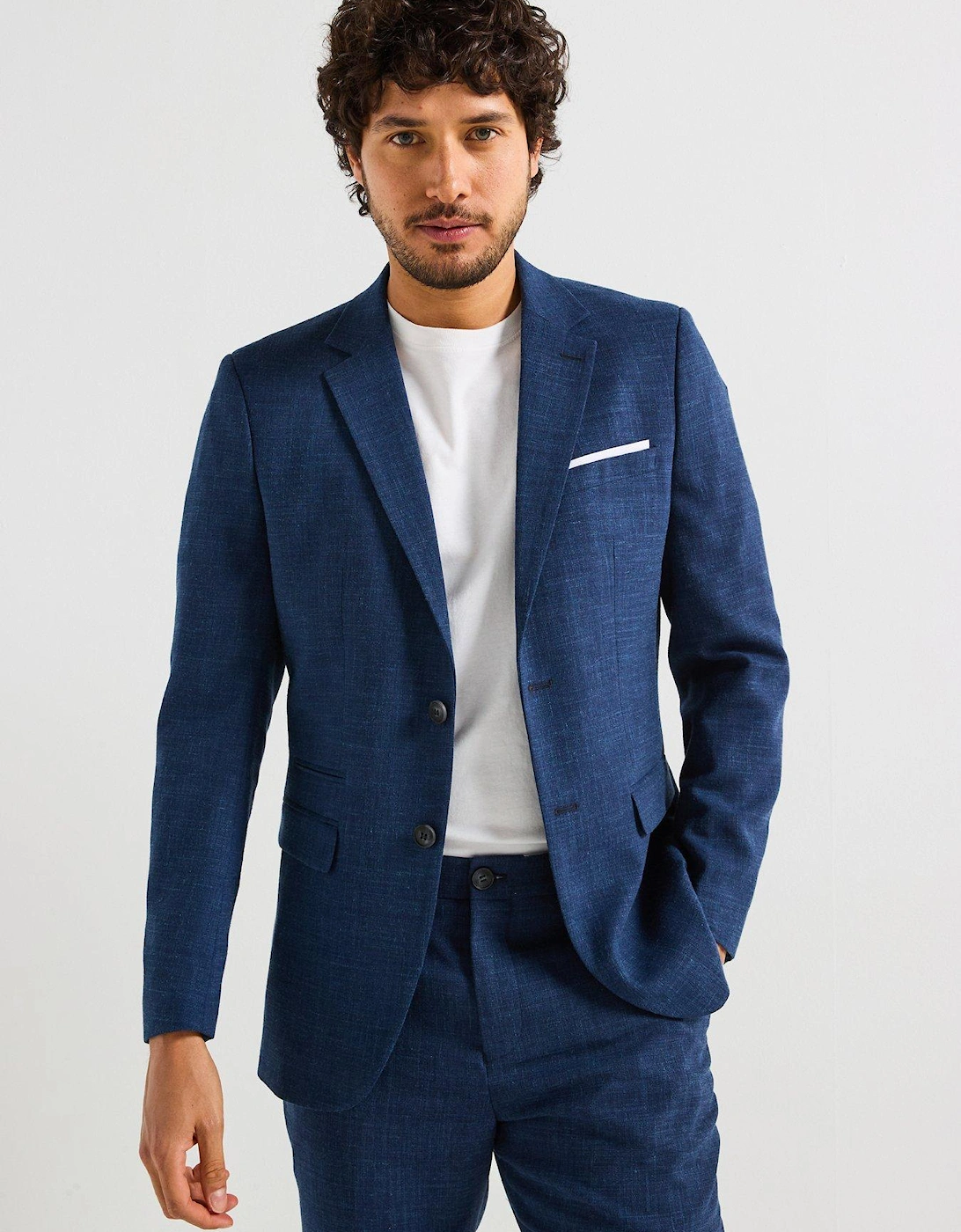 Slim Fit Oasis Linen Blazer - Navy, 2 of 1