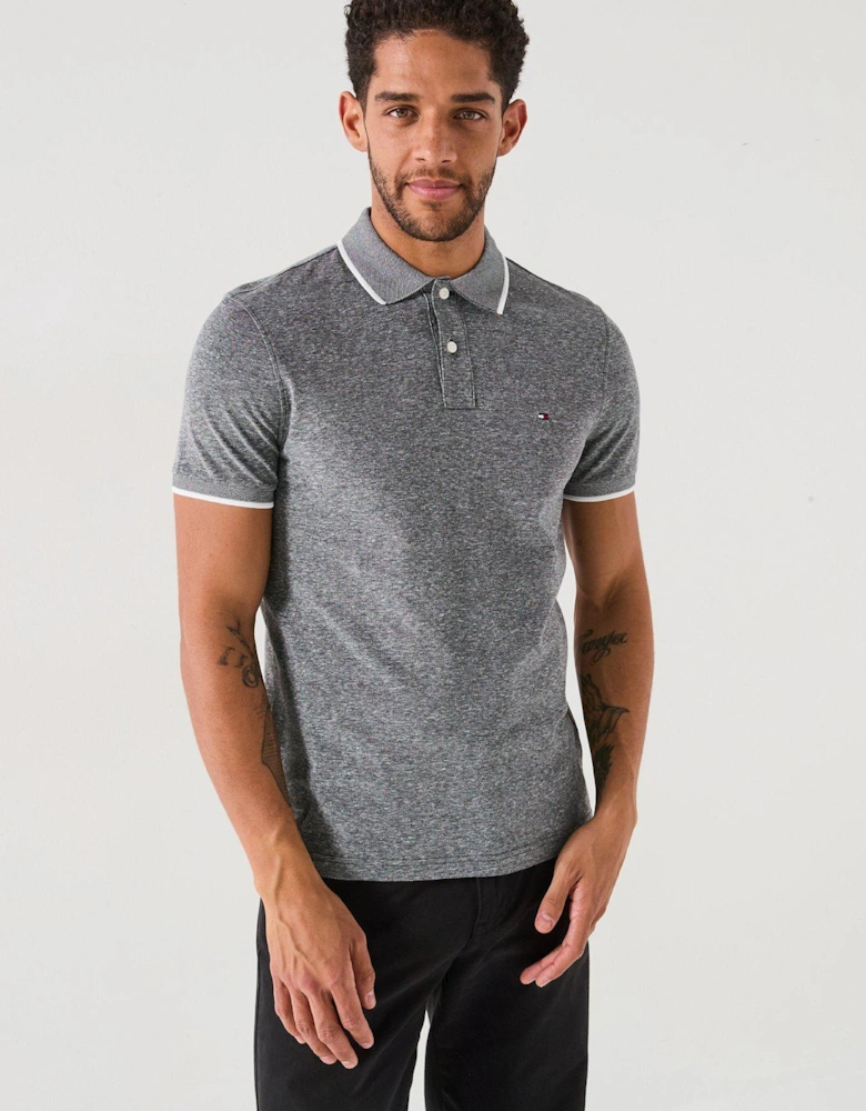 Regular Fit Linen Pique Polo Shirt - Grey