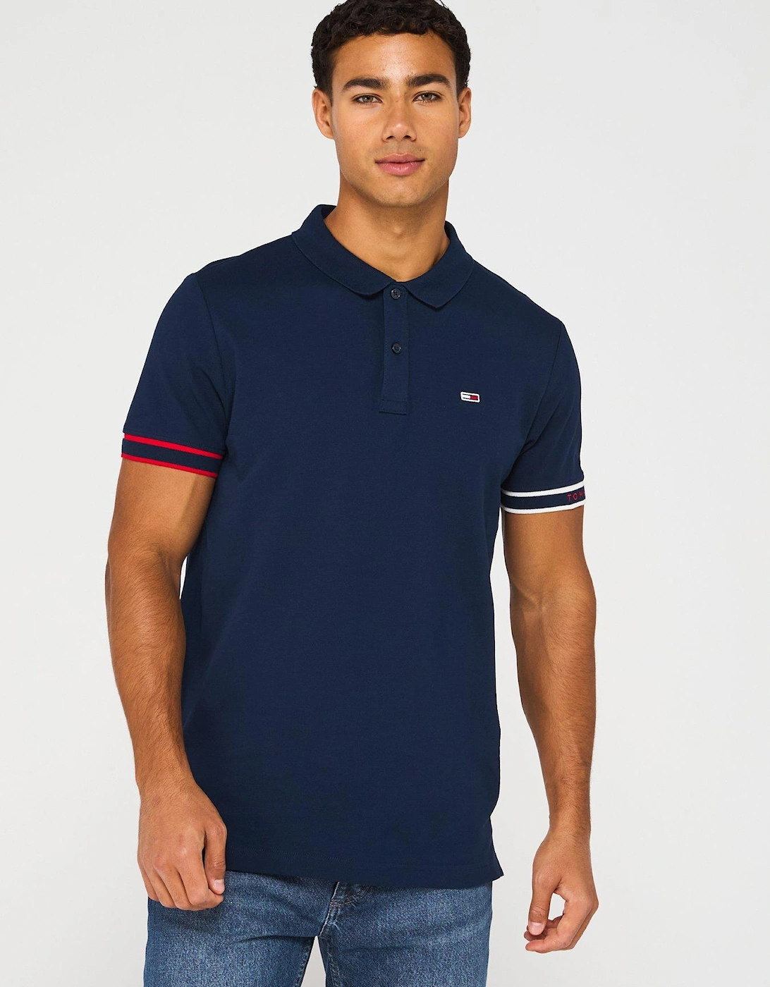 Slim Fit Flag Cuff Polo Shirt - Navy, 2 of 1
