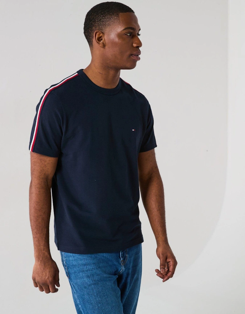 Global Stripe Tape T-Shirt - Navy