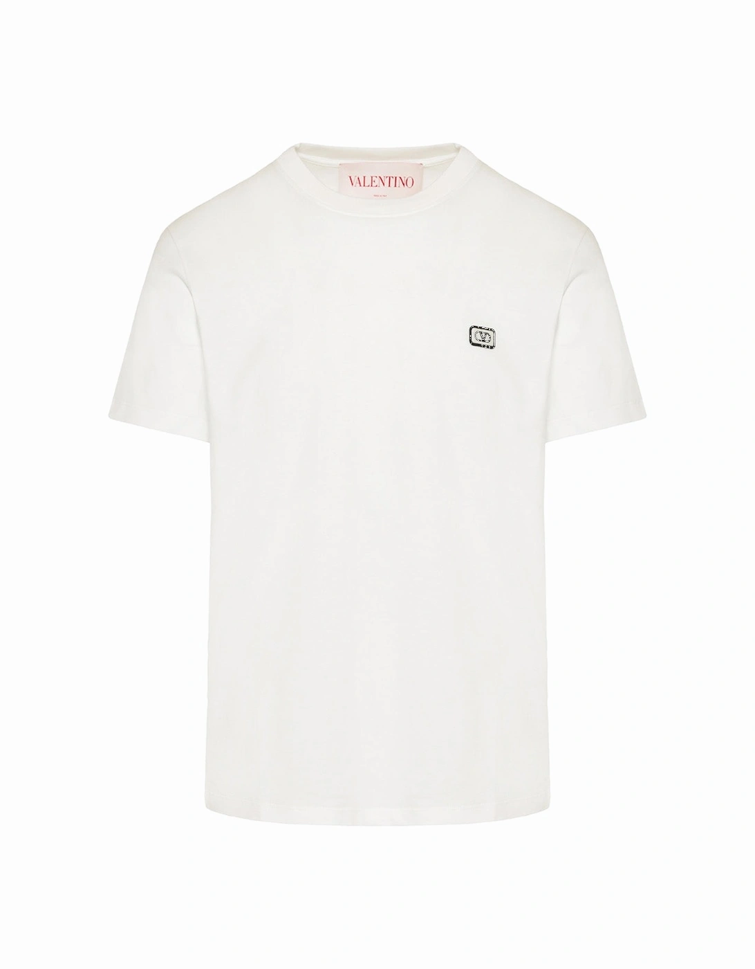 Valentino Men's White Vlogo Patch Embroidered T-Shirt In  42 Xl