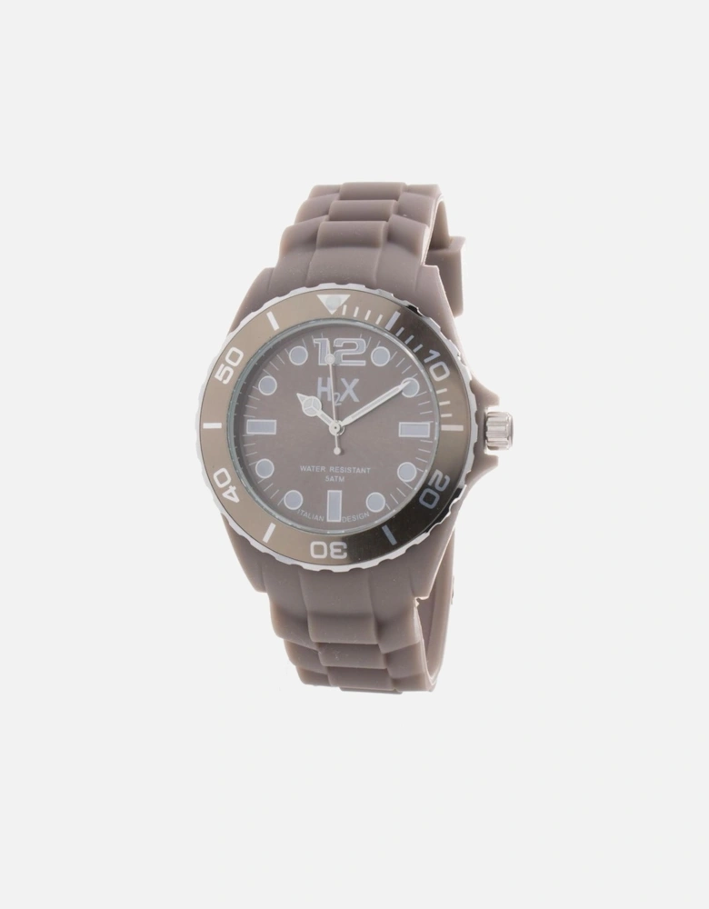 Steel Case Quartz Analog Watch with Rubber Bracelet Unisex - Gray