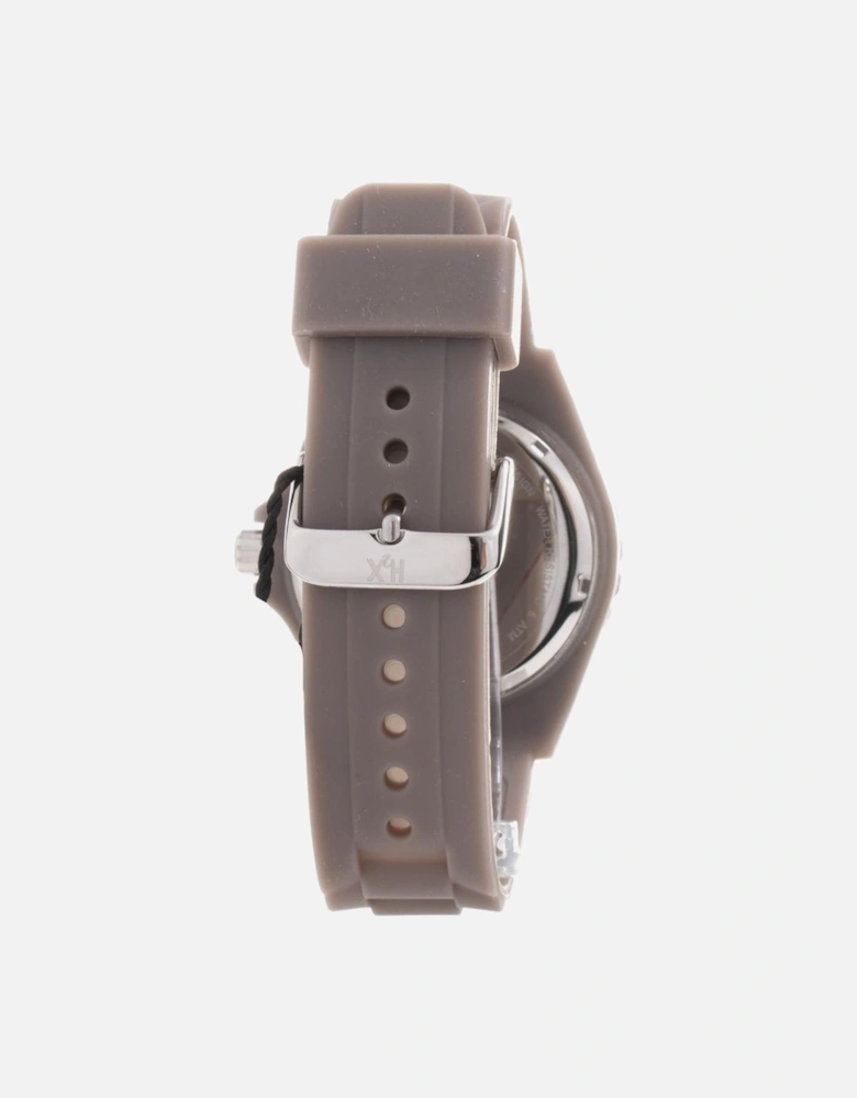 Steel Case Quartz Analog Watch with Rubber Bracelet Unisex - Gray