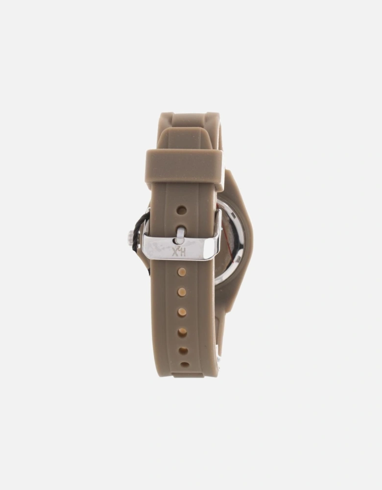 Quartz Steel Case Rubber Strap Watch Women - Brown Watches