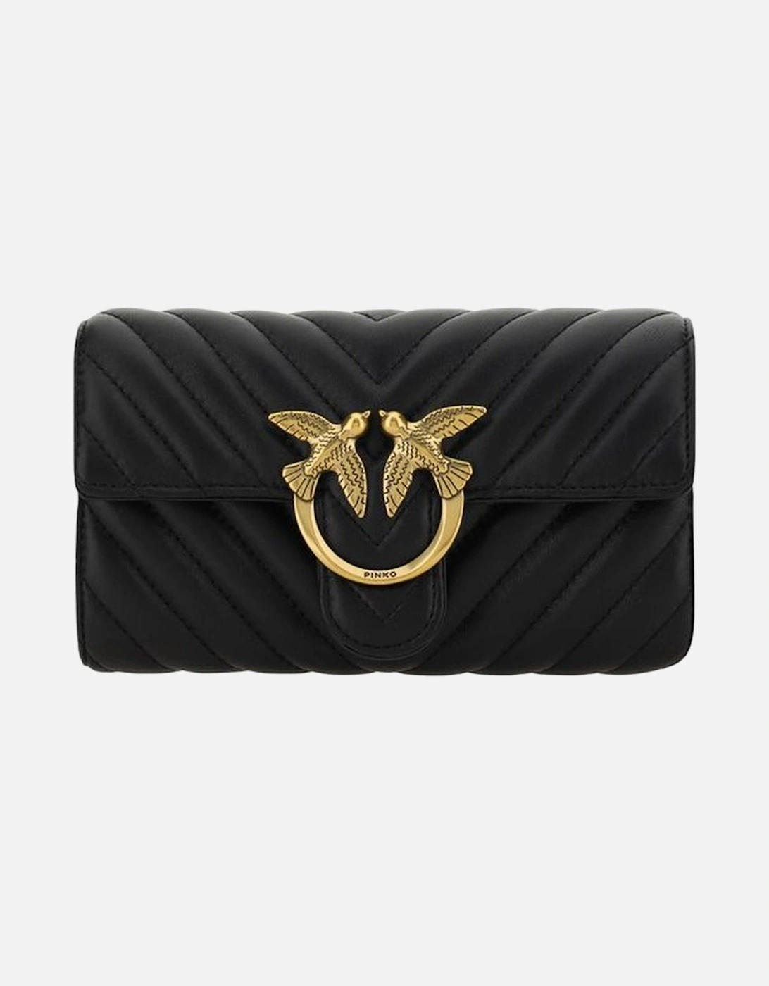 Quilted Leather Shoulder Wallet with Chain Strap Women - Black, 5 of 4