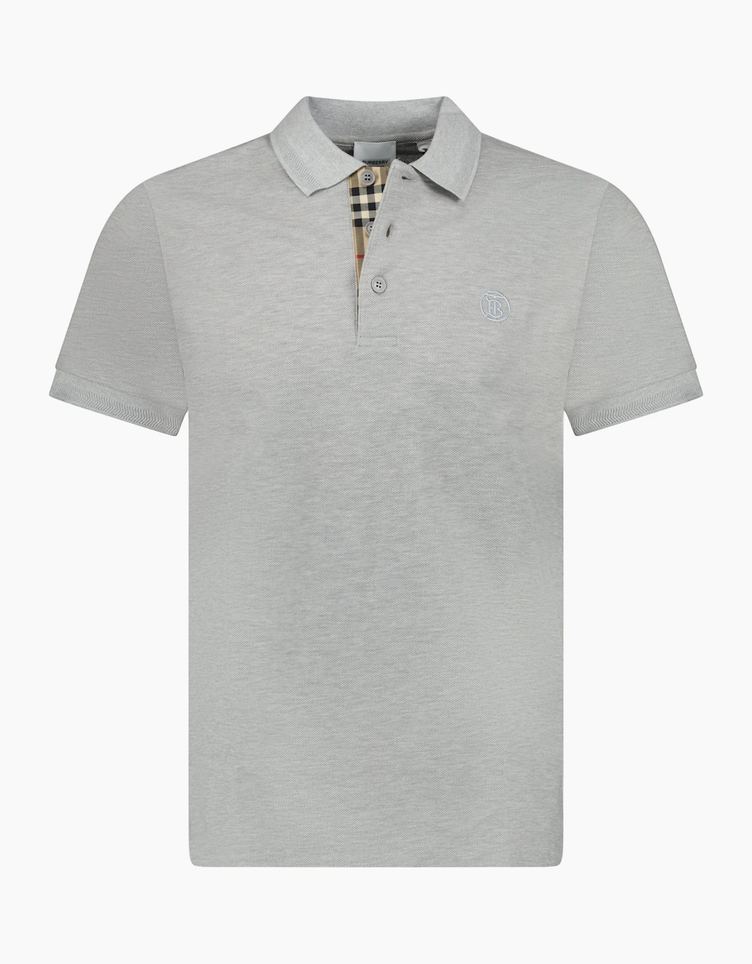 Burberry Men's Grey 'Eddie' Tb Check Placket Polo-Shirt - Size: 42