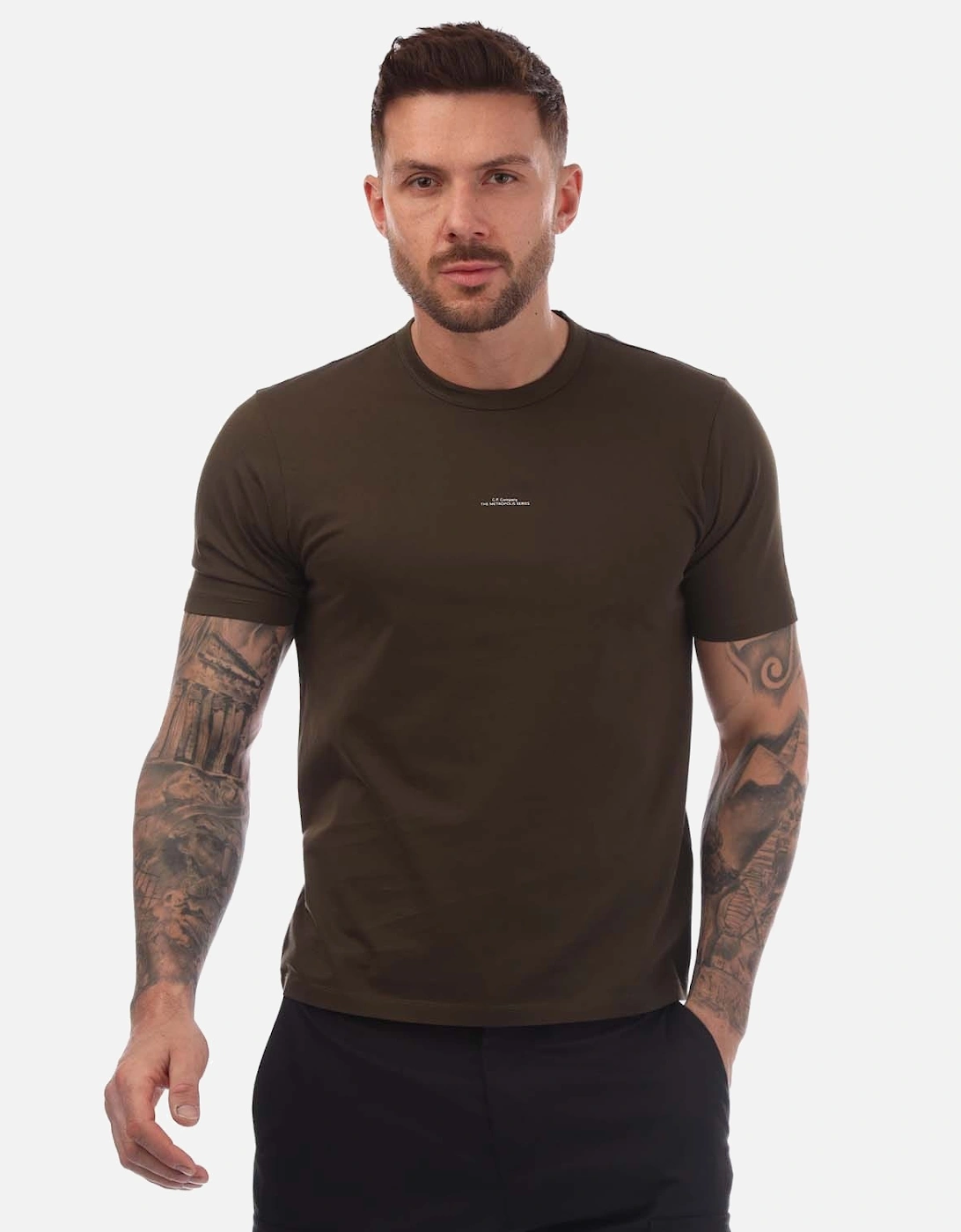 Cp Company Men's Green Metropolis Series Printed Logo T-Shirt - : 38/Regular M