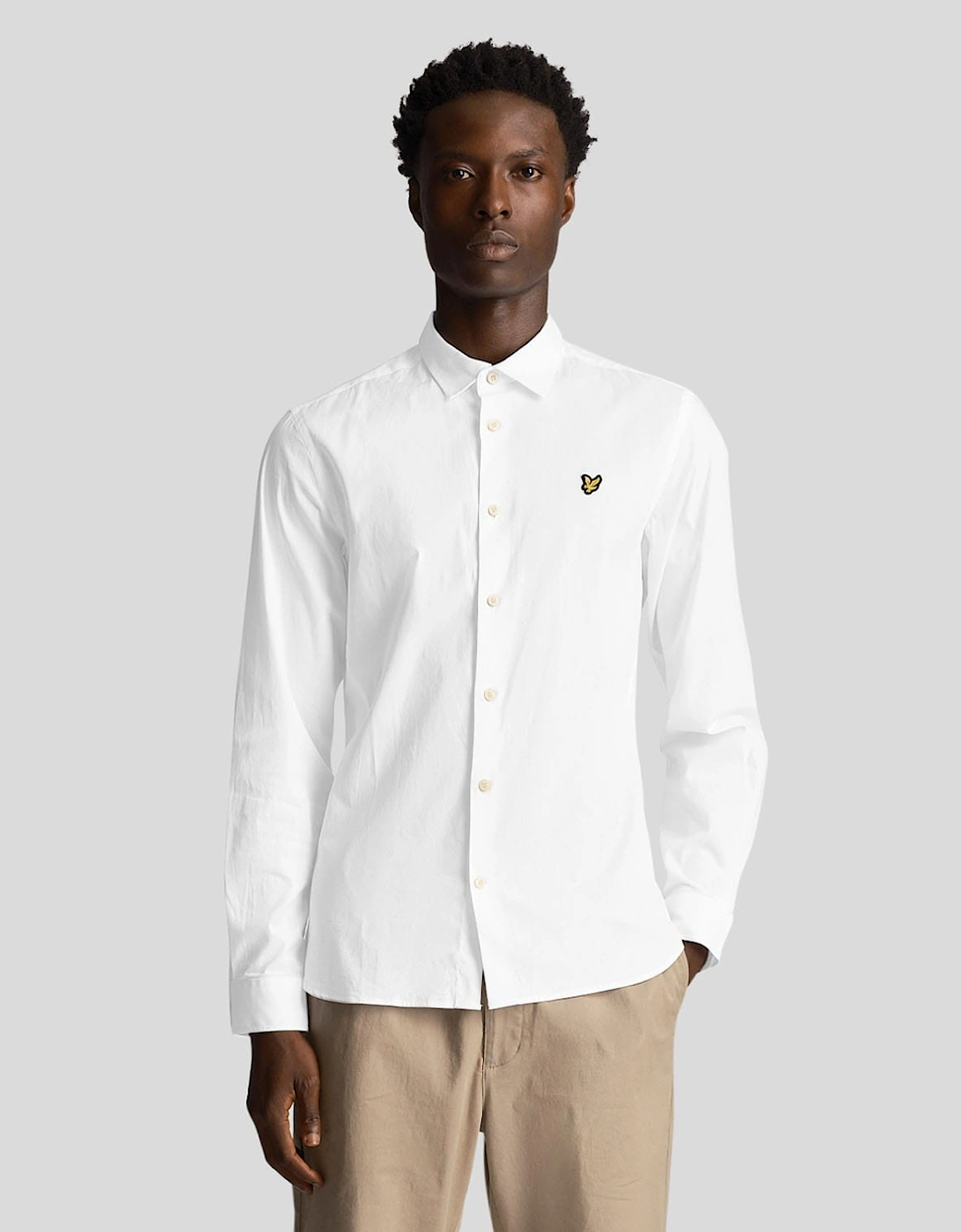 Lyle And Scott Men's Slim-Fit Long Sleeve Poplin Shirt - White - Size: Regular/34