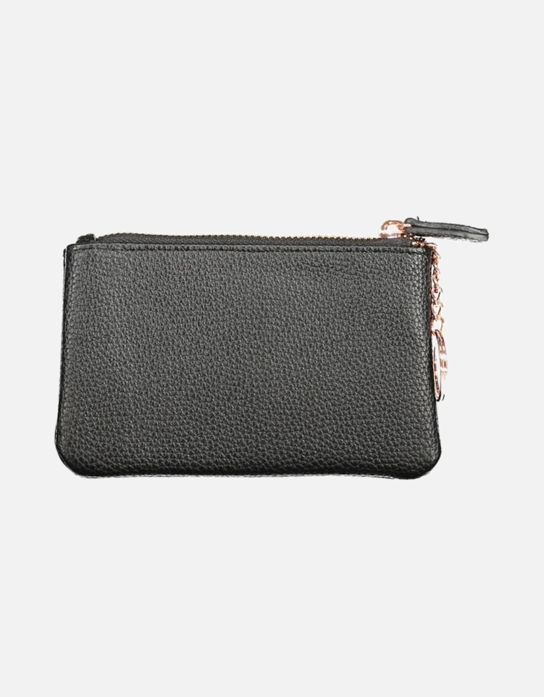 Recycled Leather Pouch with Key Ring and Logo Women - Black Wallets