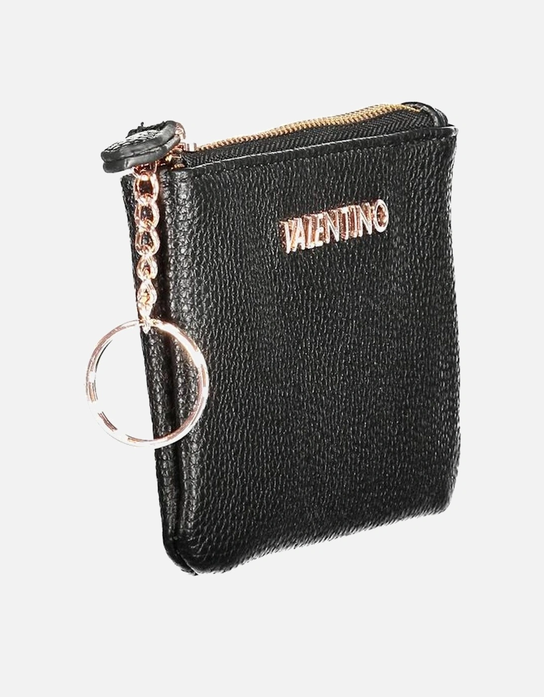 Recycled Leather Pouch with Key Ring and Logo Women - Black Wallets