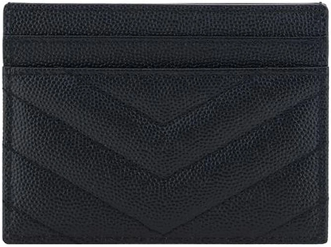 Quilted Calfskin Card Holder with Metal Logo Women - Black Bags