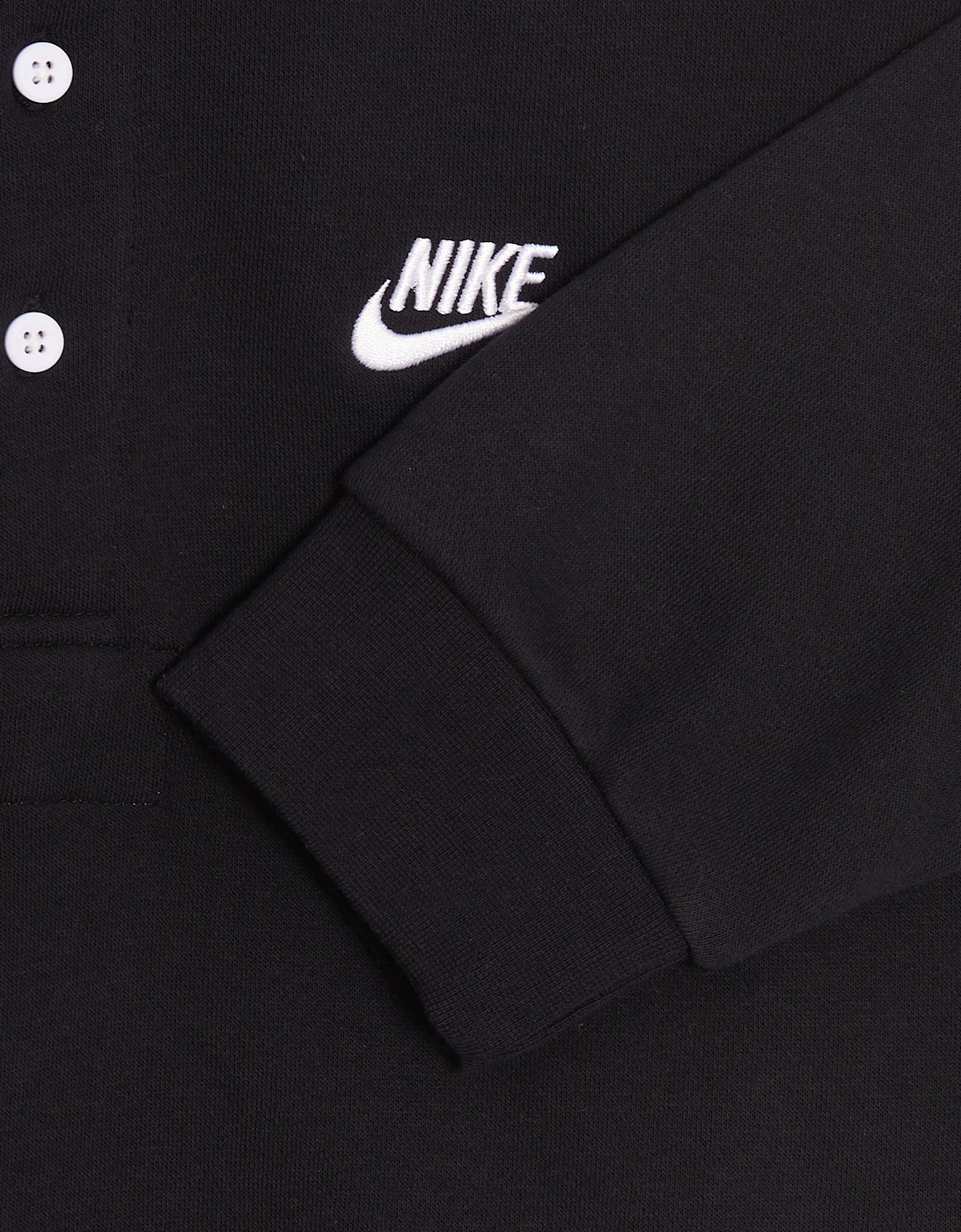 Club Black Brushed Back Long Sleeve Fleece Polo