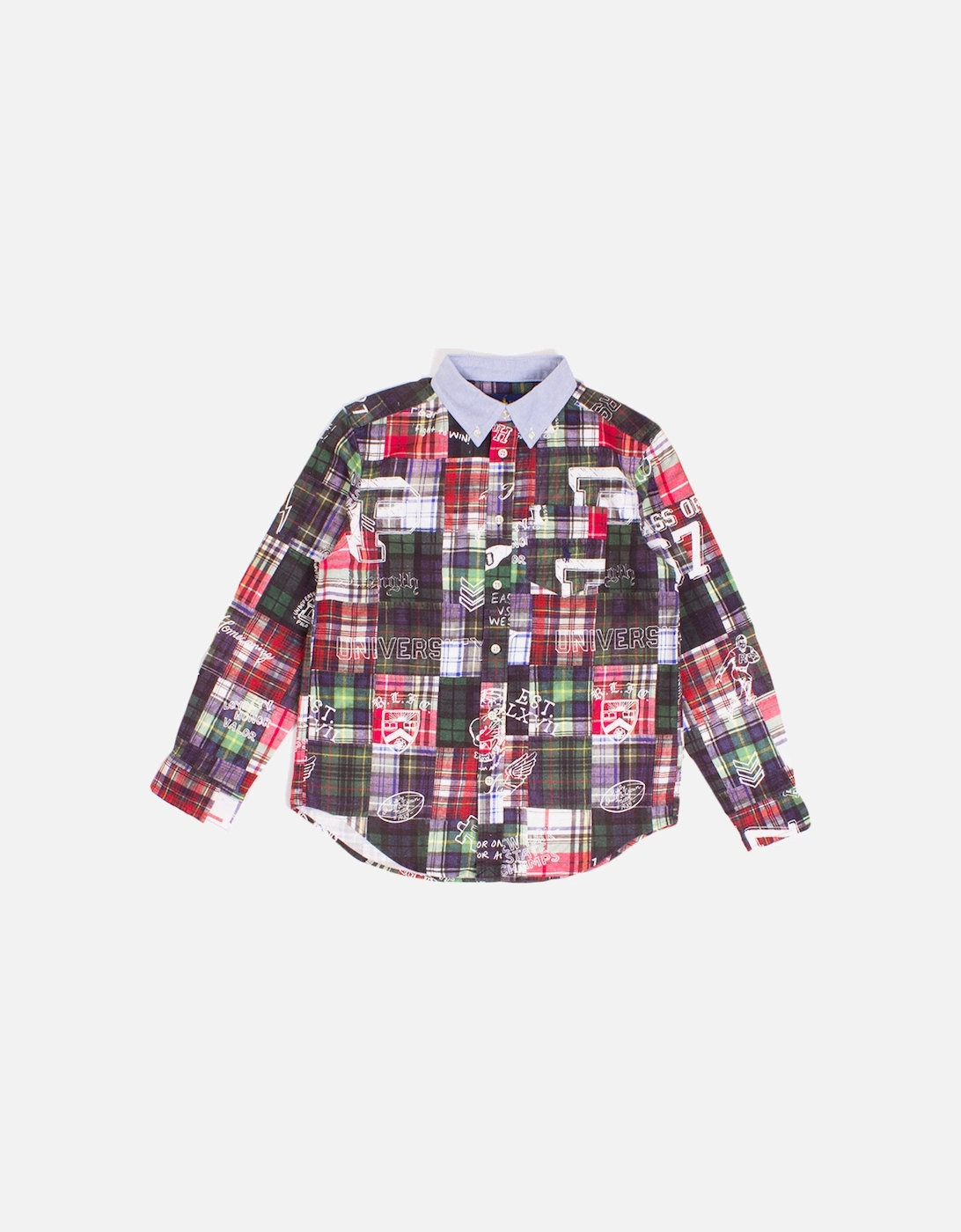 BOYS Patchwork Print Cotton Plaid Shirt, 2 of 1