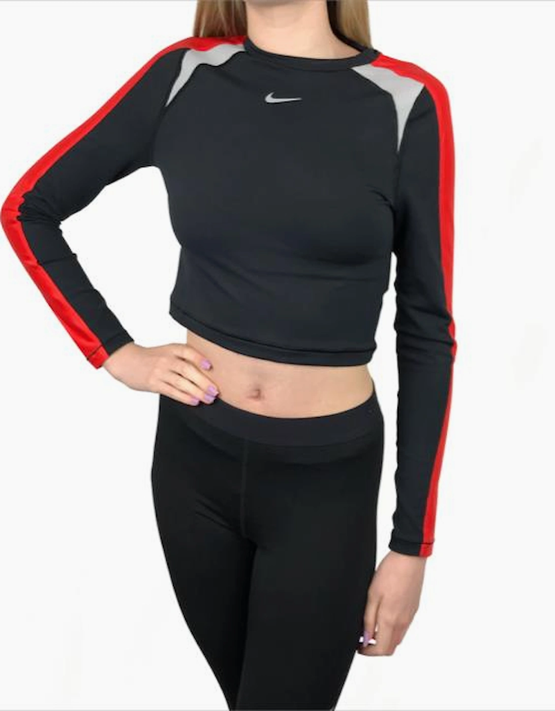 Nike Women's Nike Pro Women's Black & Red Dri Fit Crop Top