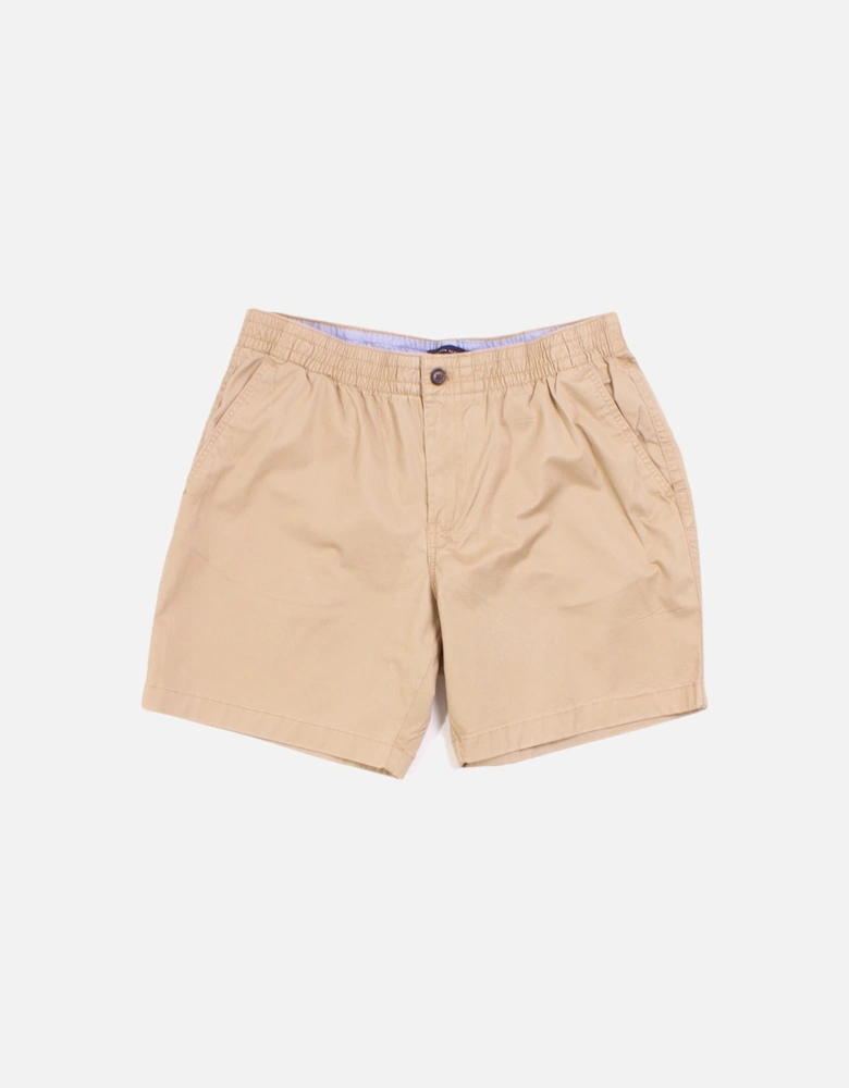 7" inseam Sand Elasticated Waist Chino Buttoned Shorts