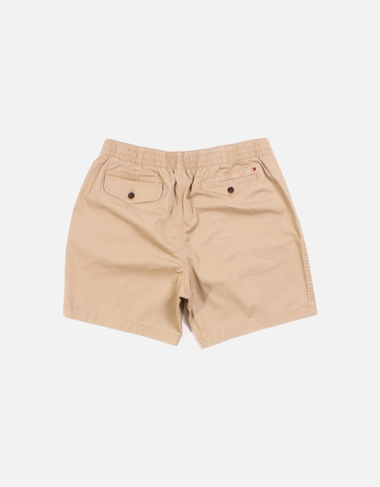 7" inseam Sand Elasticated Waist Chino Buttoned Shorts