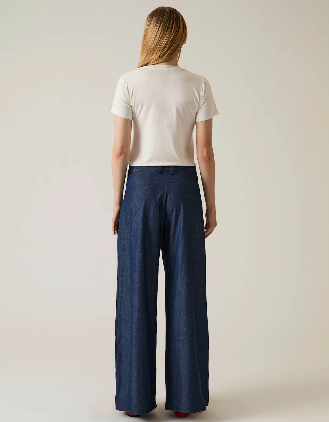 Pin Tuck Blue Trousers