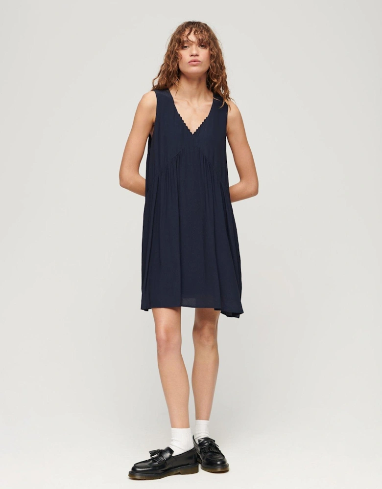 Volume Sleeveless Dress - Navy