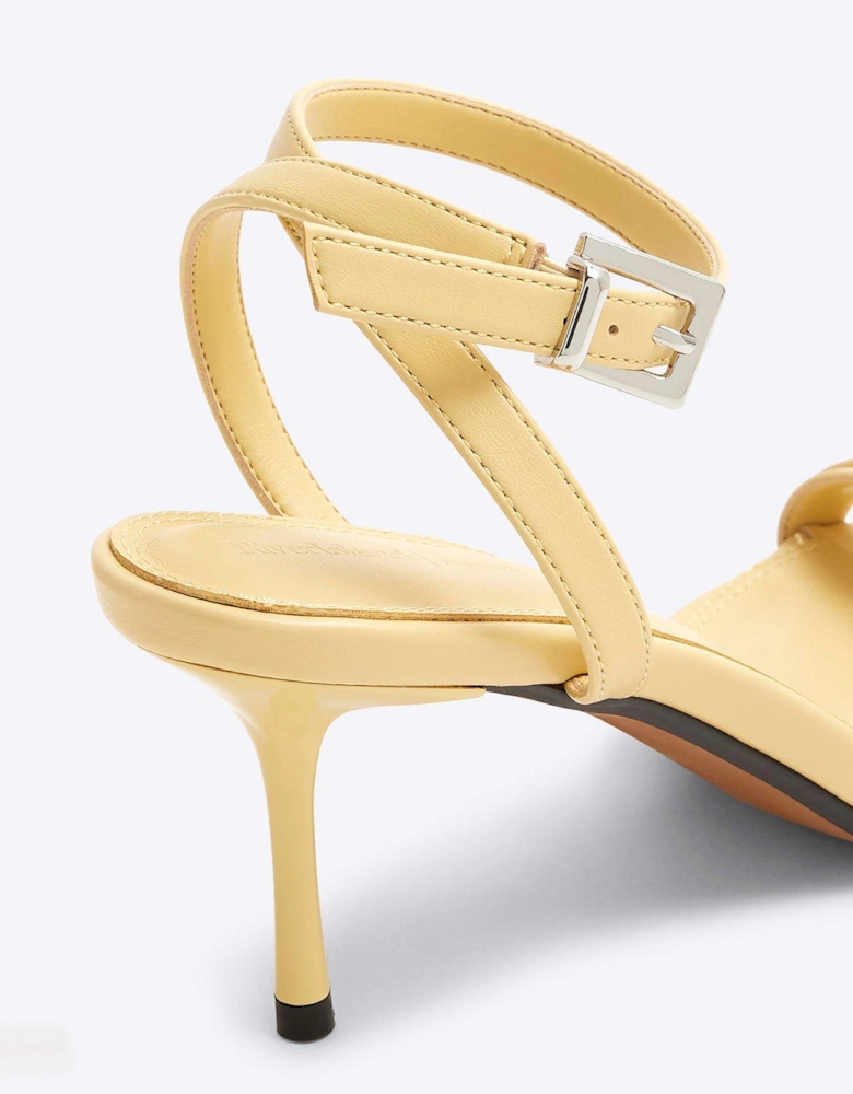 Buckle Detail Heeled Sandal - Yellow