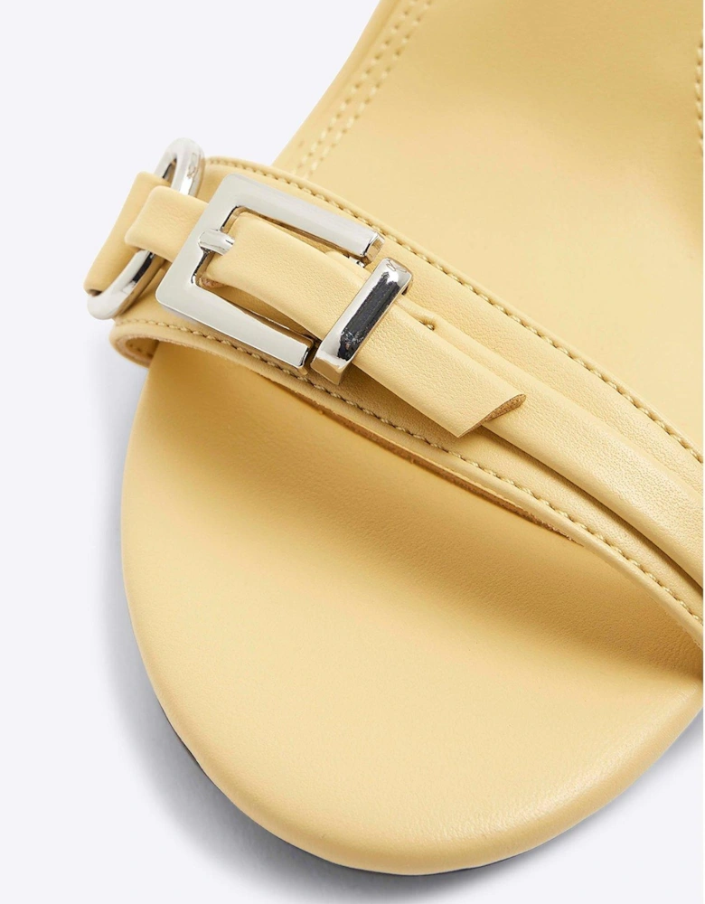 Buckle Detail Heeled Sandal - Yellow