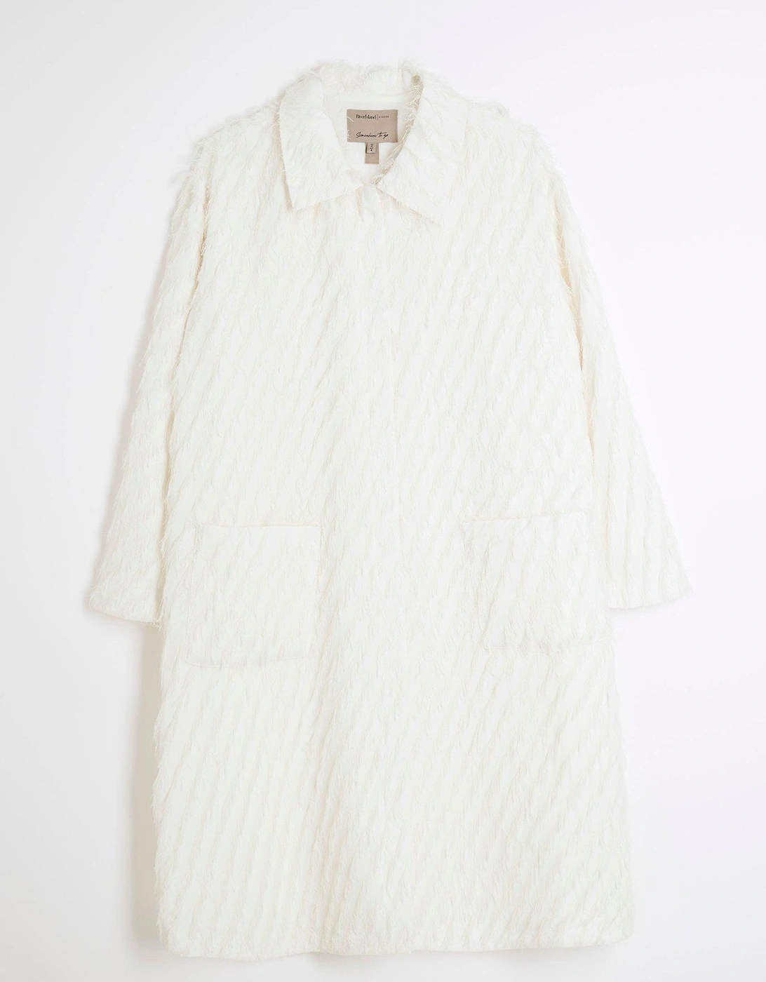 Feather Fringe Coat - Cream