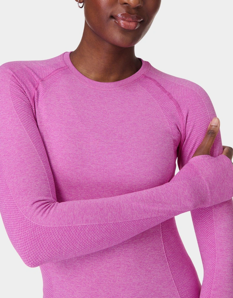 Womens Training Athlete Seamless Workout Long Sleeve Top - Pink