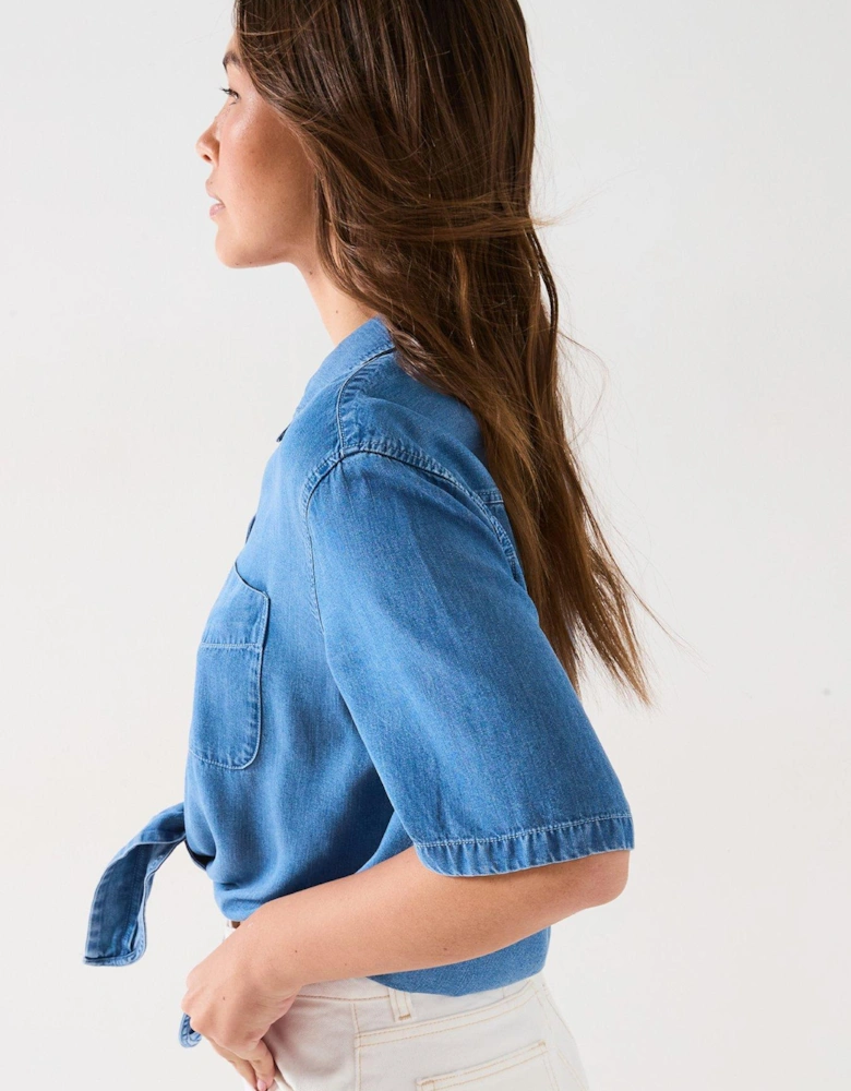 Chambray Tie Shirt - Blue