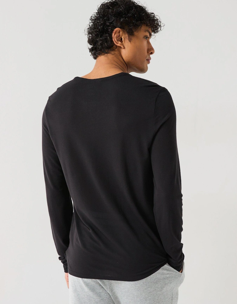 Loungewear Long Sleeve Henley Top - Black