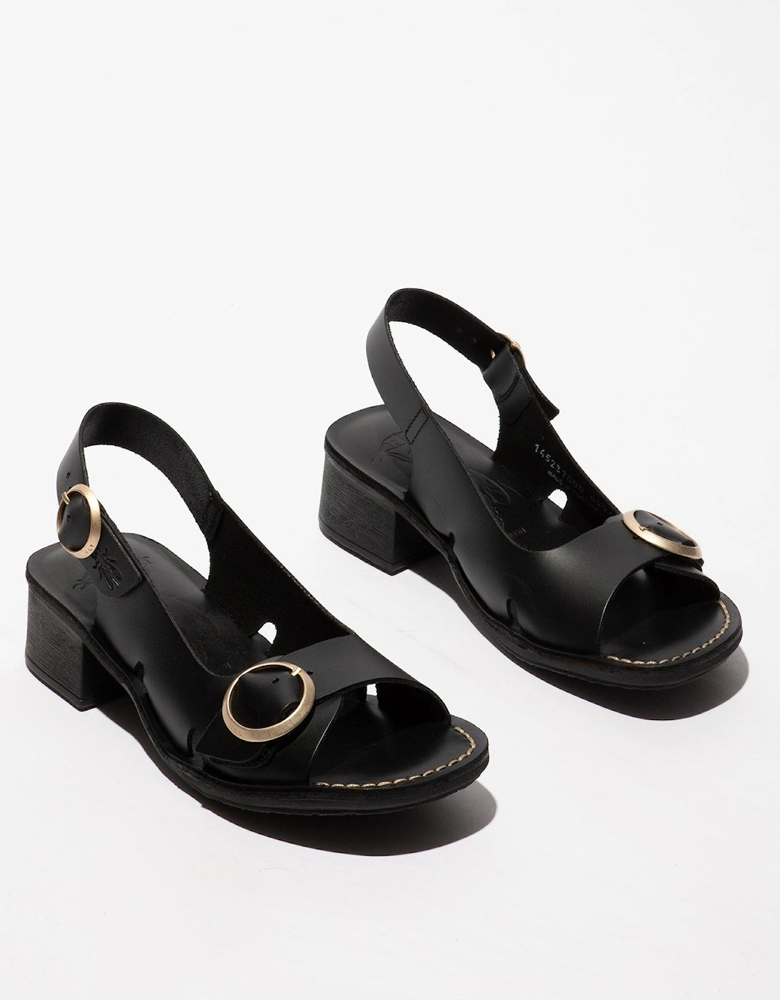 Edov Buckle Heeled Sandal - Black