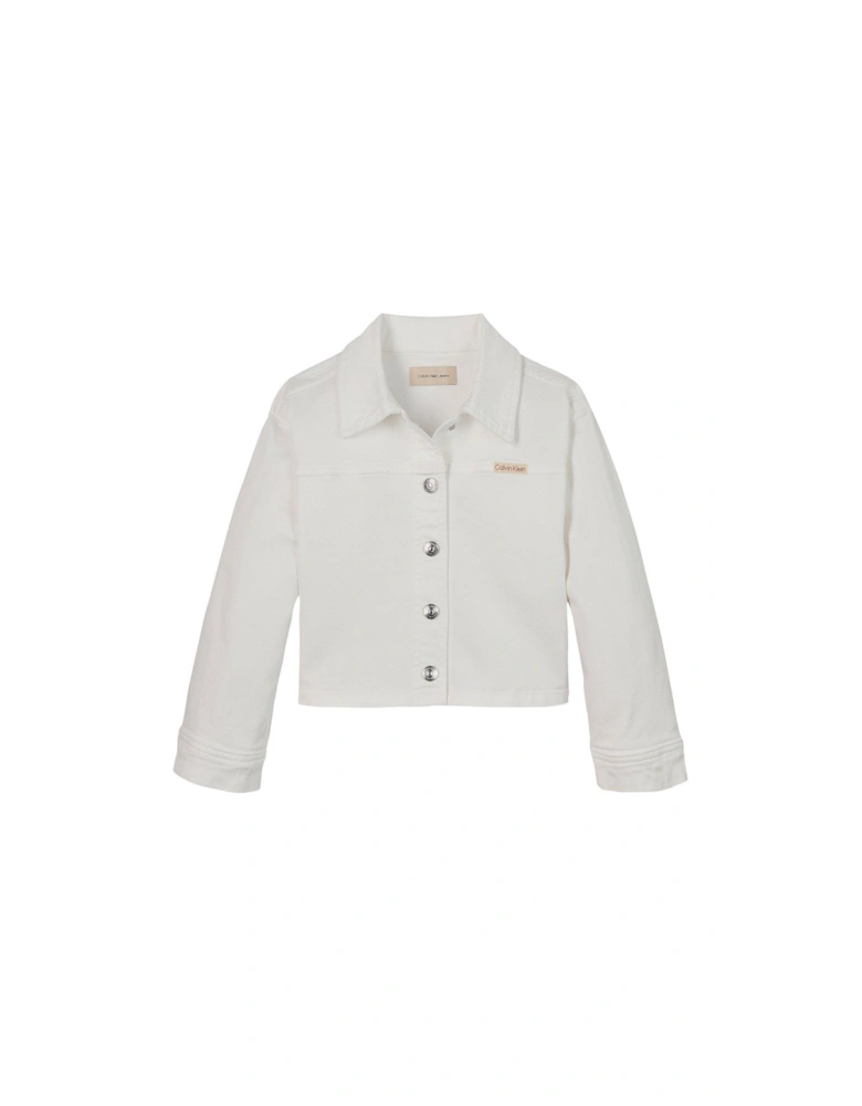 Girls White Denim Jacket - White
