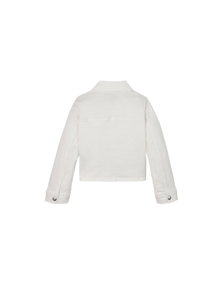 Girls White Denim Jacket - White