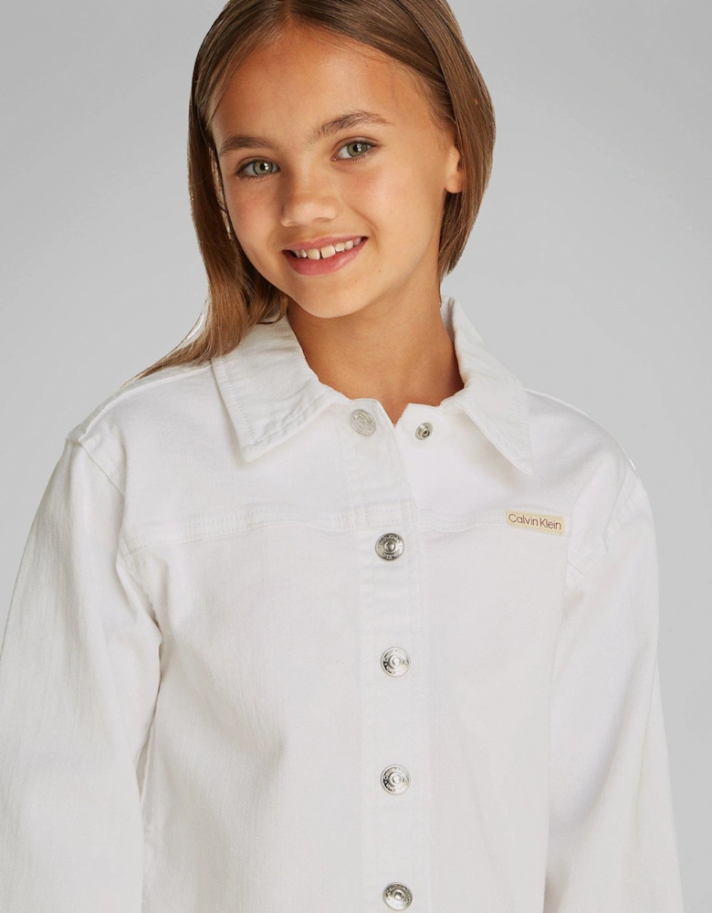 Girls White Denim Jacket - White