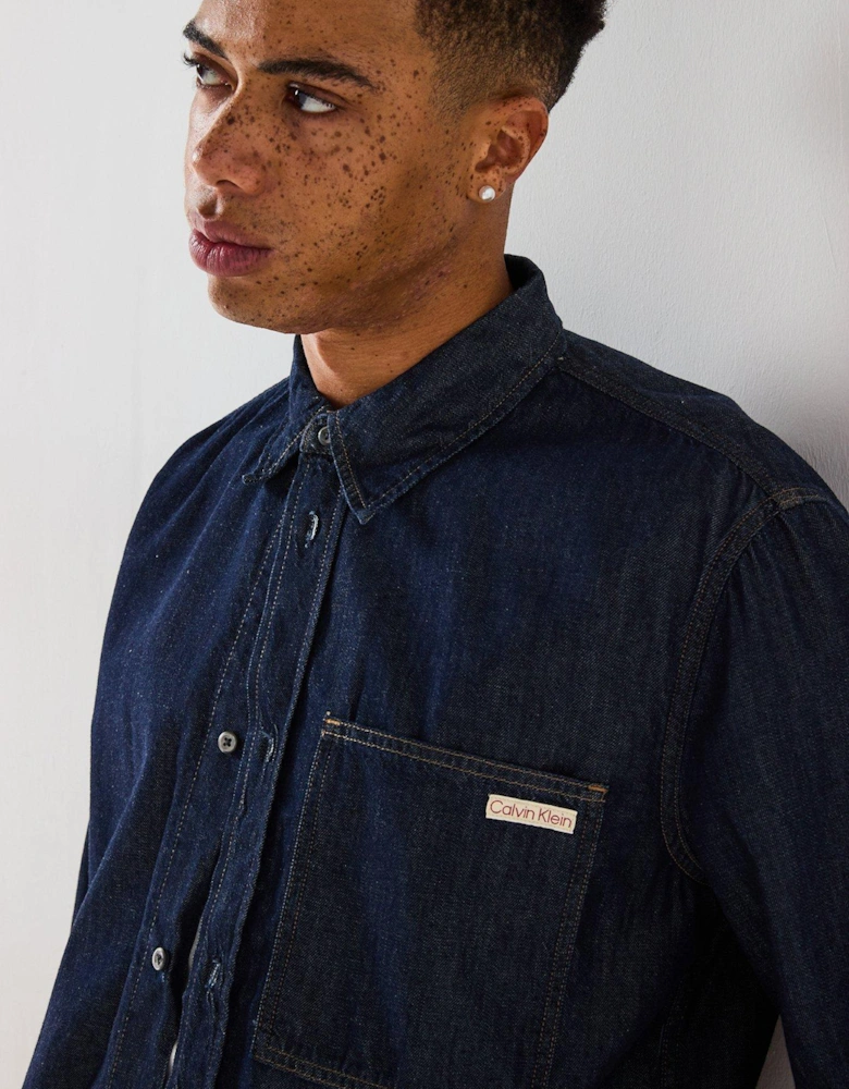Regular Denim Shirt - Dark Blue