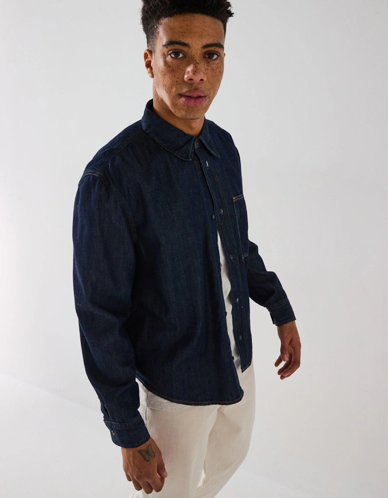 Regular Denim Shirt - Dark Blue