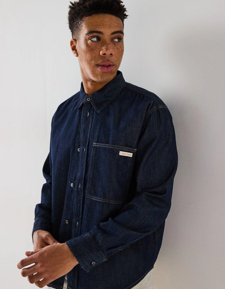 Regular Denim Shirt - Dark Blue