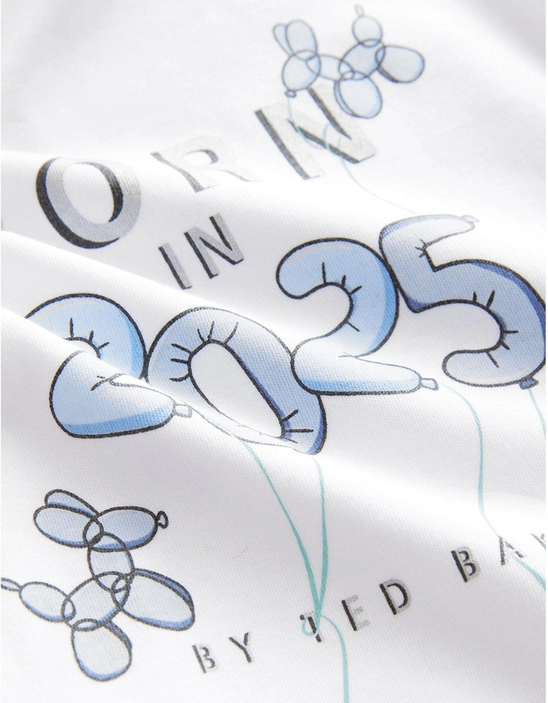 Baby Boys Born in 2025 Sleepsuit - White